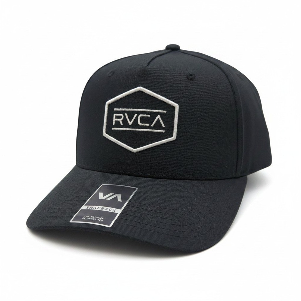 RVCA Roku Snapback Hat Black Embroidered Hex Logo Cap NWT